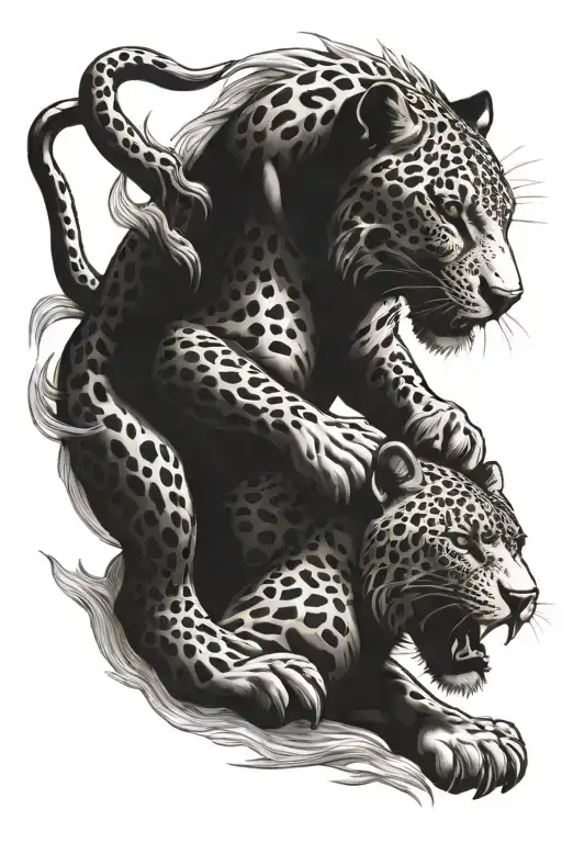 Jaguar Fighting A Lion
