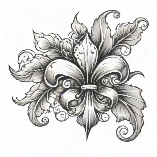 A Modern Interpretation Of A Fleur De Lis Made Of Magnolia Petals And Poppy Leaves