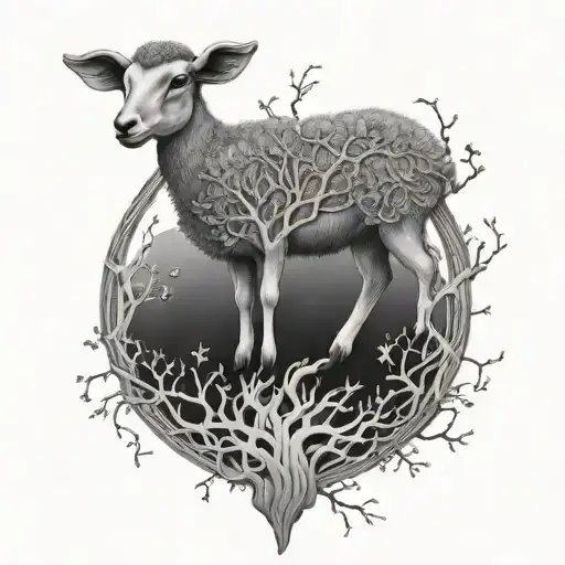 Tree Of Life With Branches Shaping A Lamb