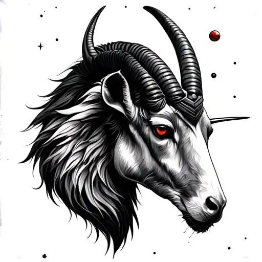 Animal Capricorn Pierce White Grenat Red Constellation Capricorn And Planet Saturn