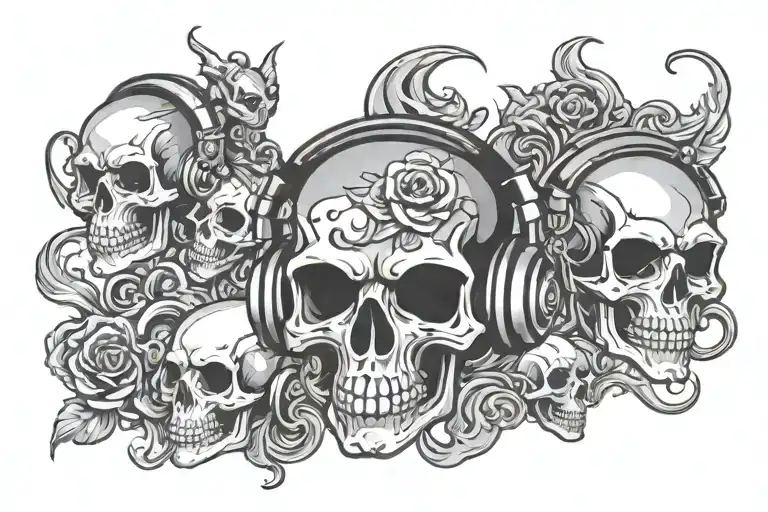 Skull Headphones Gambling Good Luck Dragon With 3 Kids