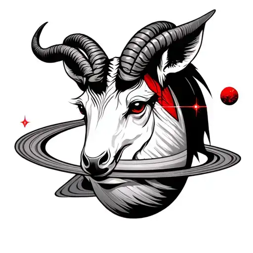 Animal Capricorn Pierce White Grenat Red Constellation Capricorn And Planet Saturn
