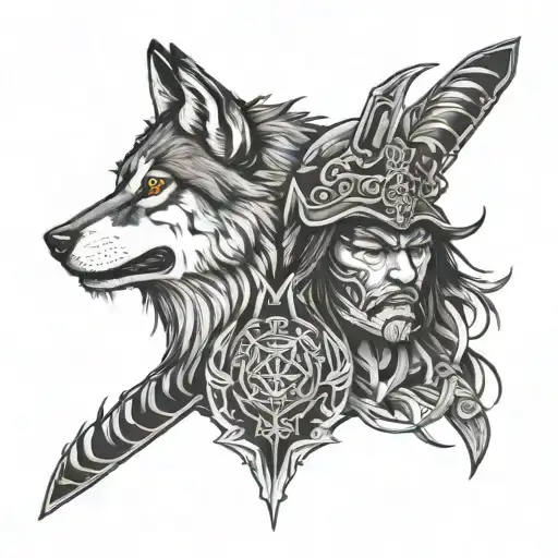 Wolf And Samurai Face