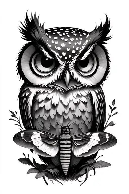 Owl Mushrooms And A Moth