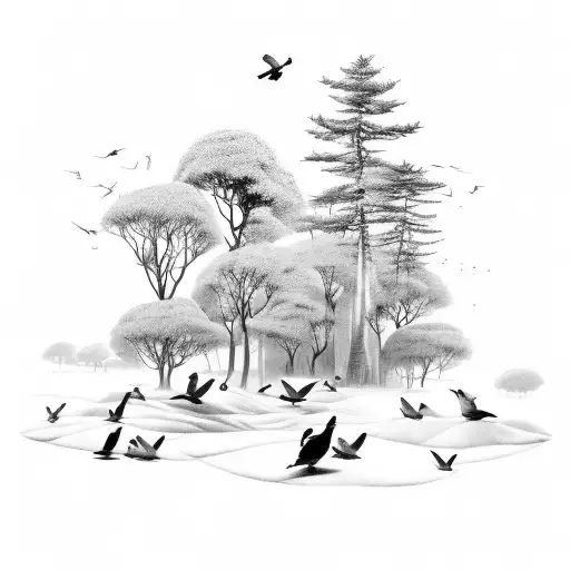 Enphasize Birds Over The Forest With More Details In Diferent Kind Of Bird Of The Wolrld