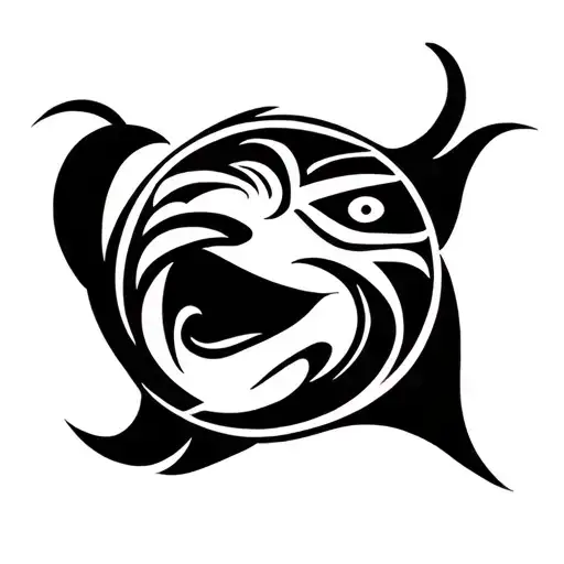 Laughing Crescent Moon Tribal Tattoo Maori-style
