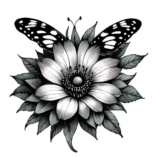 Flower For Scorpio With Butterfly Minimalist
