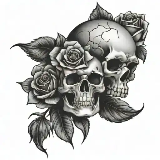Skull And Roses Flower Bouquet