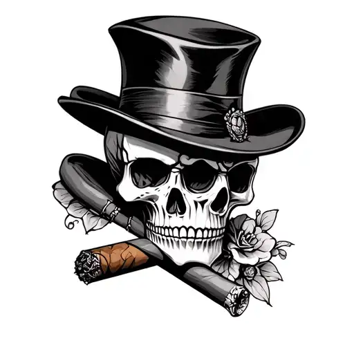 Voodoo Skull Top Hat And Cigar