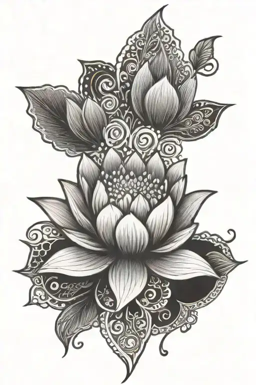 Mandala Design With Lotus Flower And Ornaments