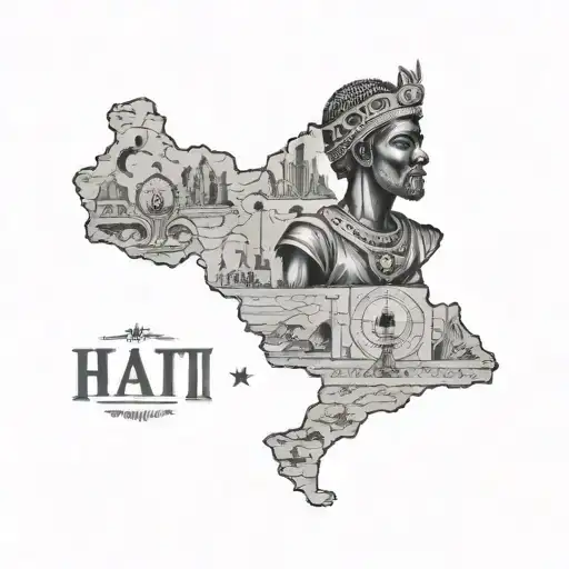 Haiti Map And Neg Mawon Statue Full Body