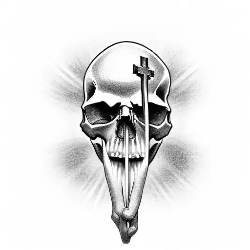 Skull Hand And Jesus