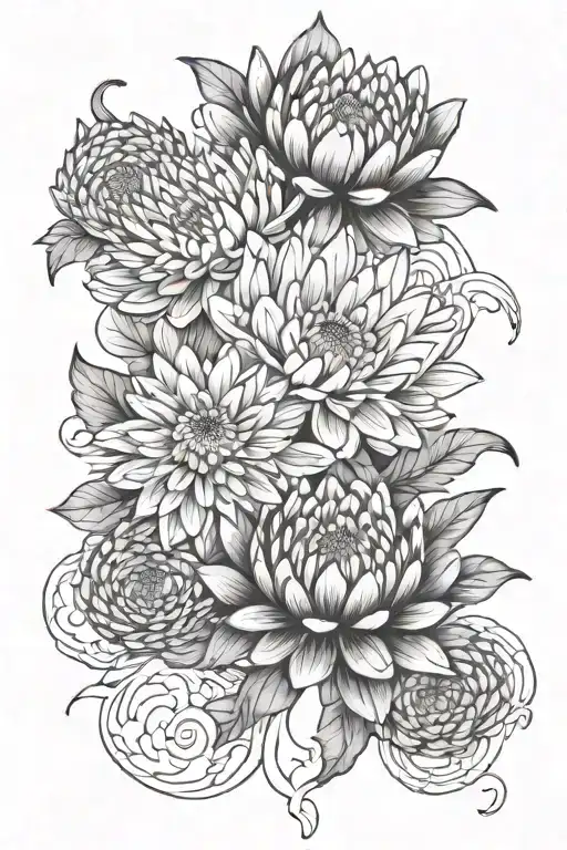 Chrysanthemum Flower And Water Lily Flowers And Aster Flowers