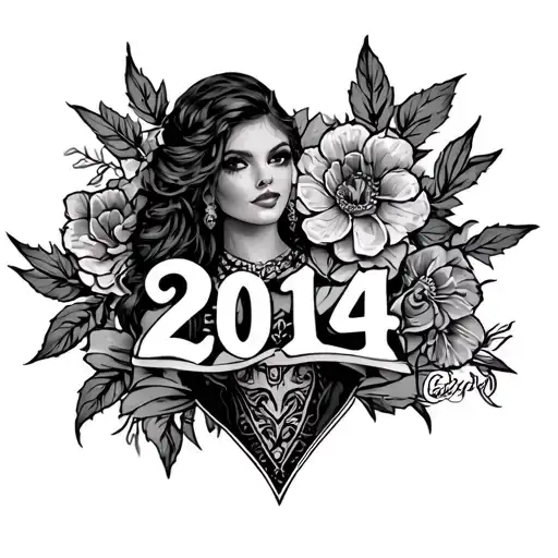 Western Girly Back Tattoo With 2014 Written