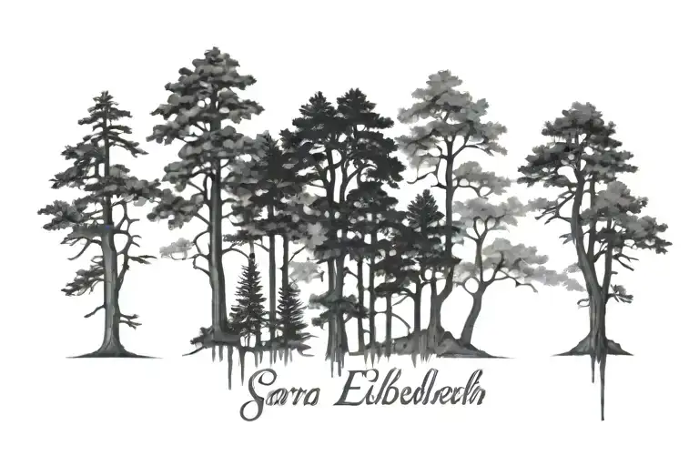 Tree Line Tattoo With The Name Sara Elizabeth Subtly Integrated