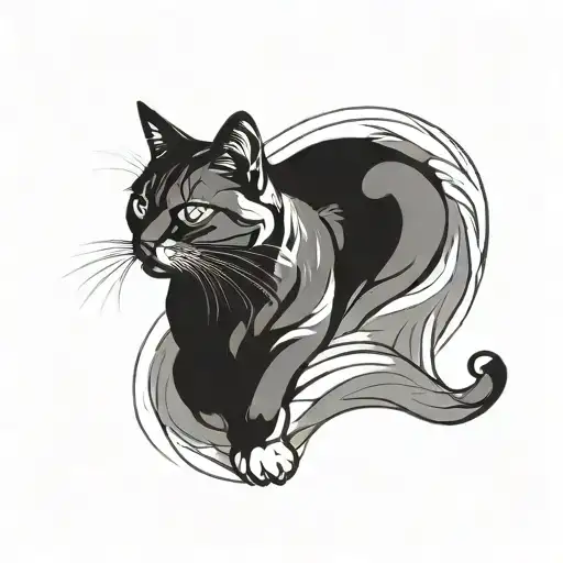 Shape Of A Miauing Cat Sitting