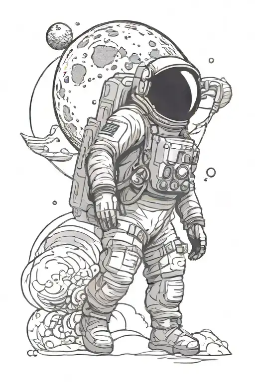 Moon And Astronaut Minimalist