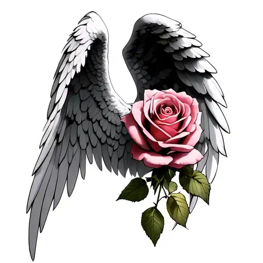 Angel Wings With A Rose