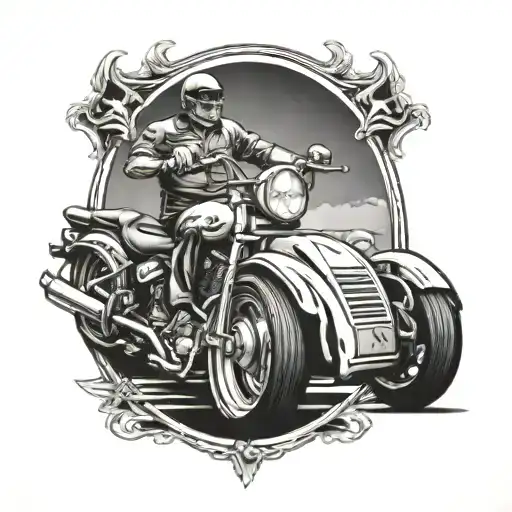 Motorbike Dad Memorial Simple Tatoo Design