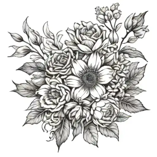 Birth Flower Bouquet For August September October And June