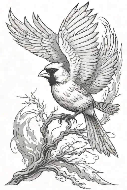 Cardinal Flying In A Storm