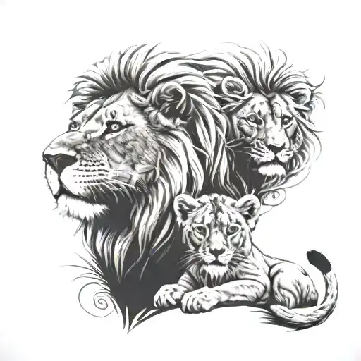 Father Lion And Lion Cub