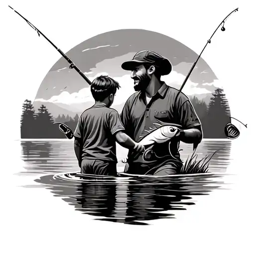 Father And Son Fishing