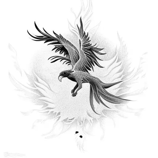 A Dancing Phoenix Surrounded By Flowers