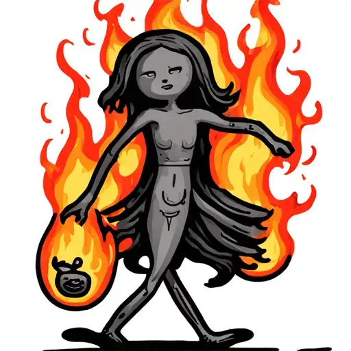 Stick Figure Walking On Fire