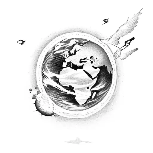 Earth Where The Seas Run Out Below And A Forest Burns Above And Birds Fly Away