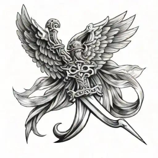 Angel Wing Covering Sword