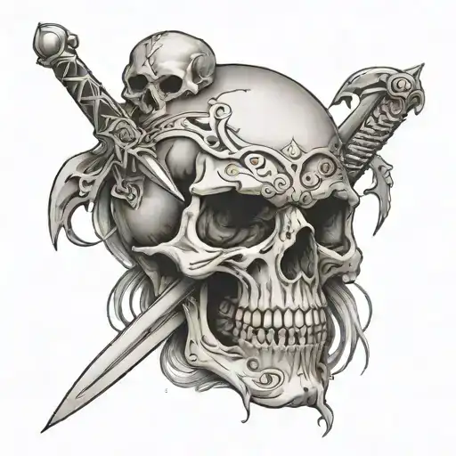 Sword Piercing Thorough A Skull
