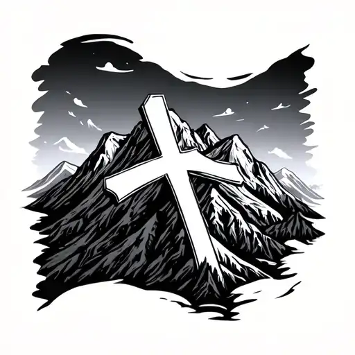 Cross With Mountain