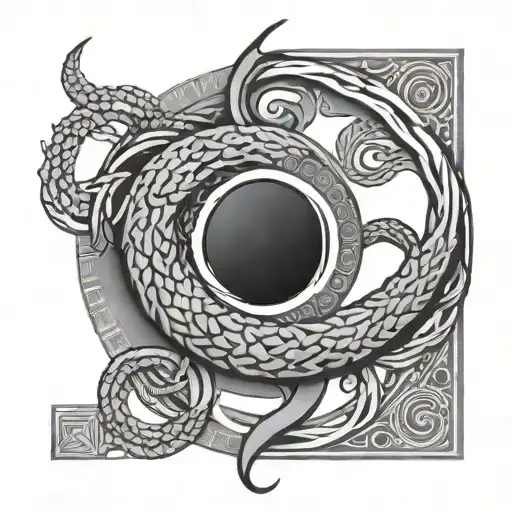 Ouroboros Symbol With Acupuncture