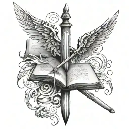 Book And Wings And Sword