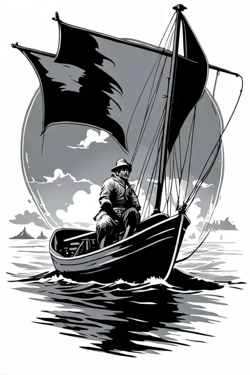 Little Man In Boat Sailing