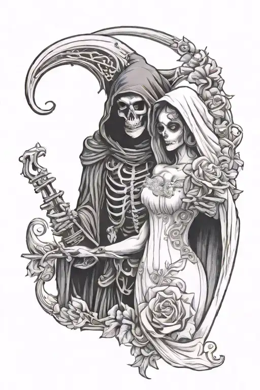 Grim Reaper And Bride Holding