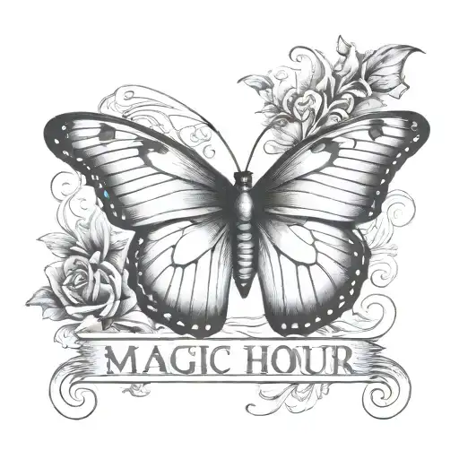 Magic Hour Word With Butterfly Tattoo