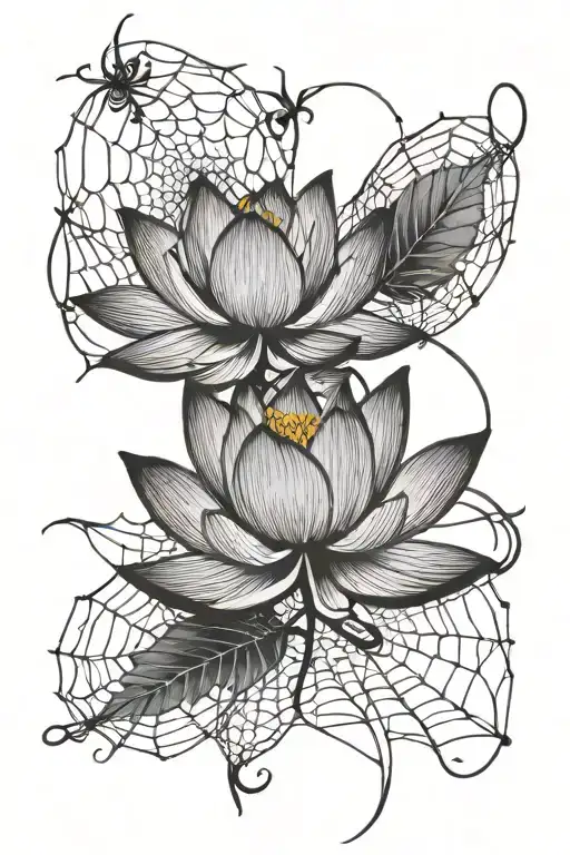 Lotus Flower And Spiders Web