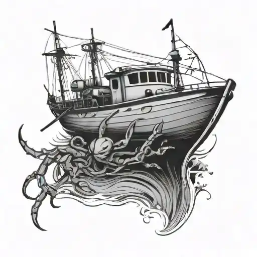 Fishinng Boat With The Name Spider On The Side