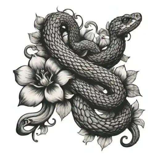Snake In Flowers