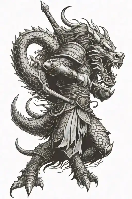 Viking Warrior Battling A Dragon