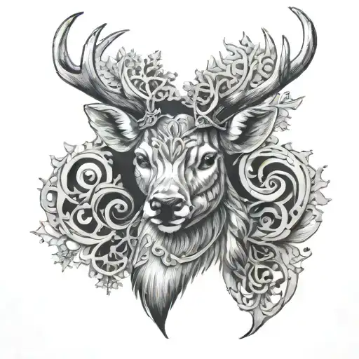 Horns Of A Deer Snowflake Inside