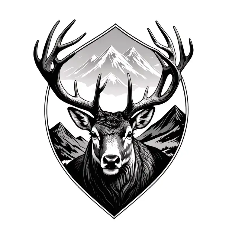 Stag With A Smooth Mountain Backdrop