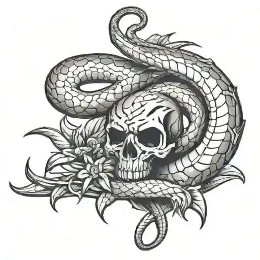 Lower Back Tattoo Design That Has Snake And Dagger
