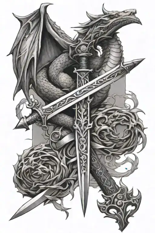 Fantasy Sword With Dragons