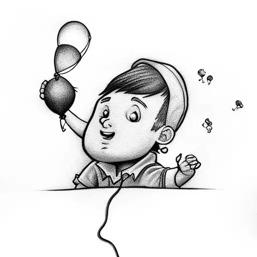 Little Boy Watching His Balloon Fly Into The Sky