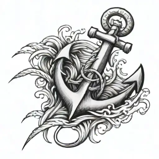 Water And Anchor Intertwined