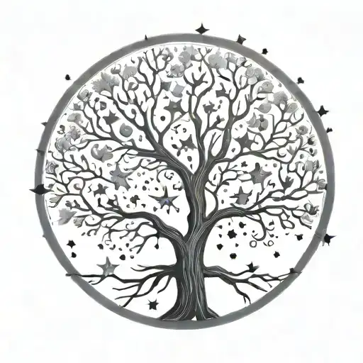Tree Of Life With Branches Forming The Shape Of Star Constellations