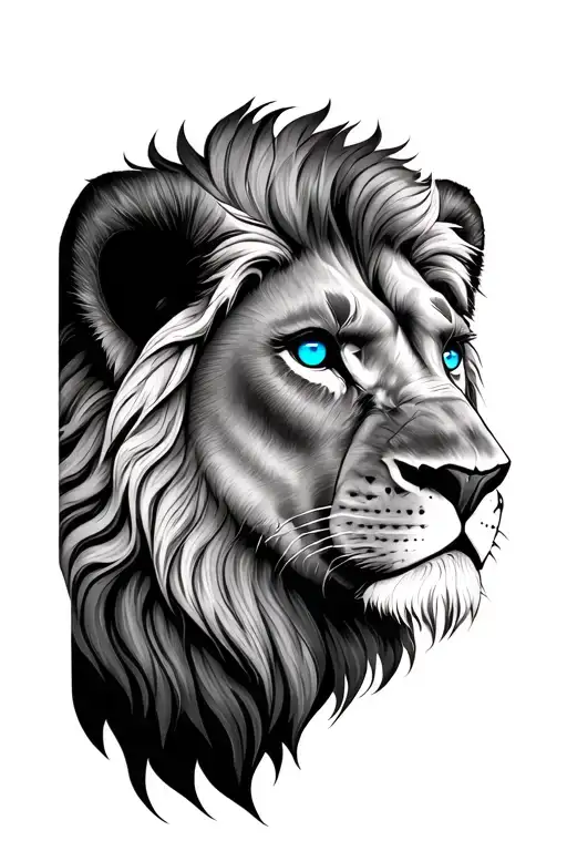 Lion Head With Blue Eyes